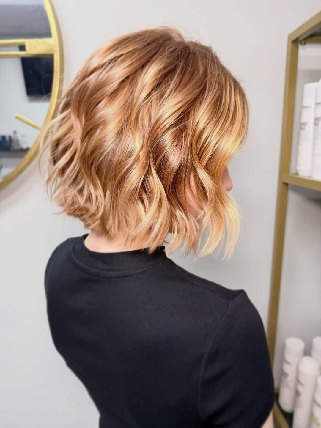 2. Copper Honey Blonde Wavy Bob with Golden Highlights - Honey Blonde Hair with Highlights
