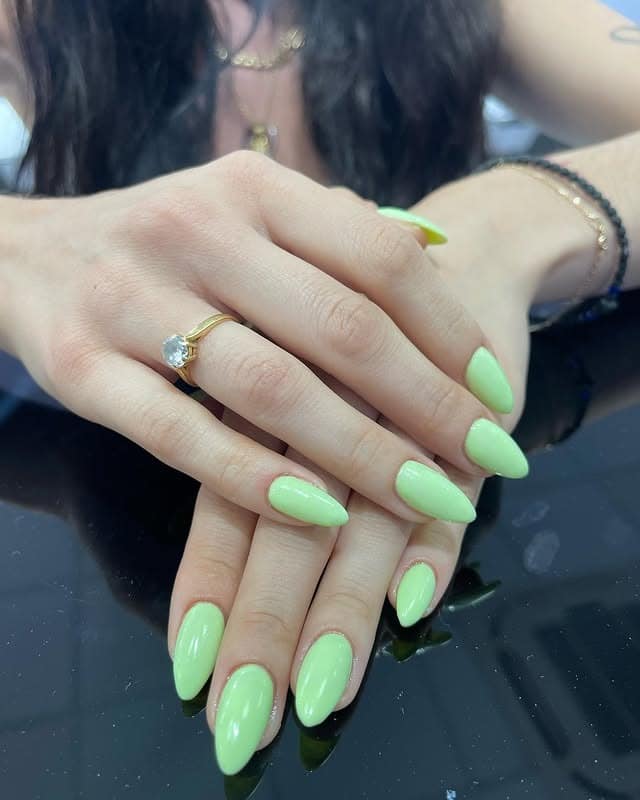 2. Pastel Lime Green Almond Nails - lime green nail ideas