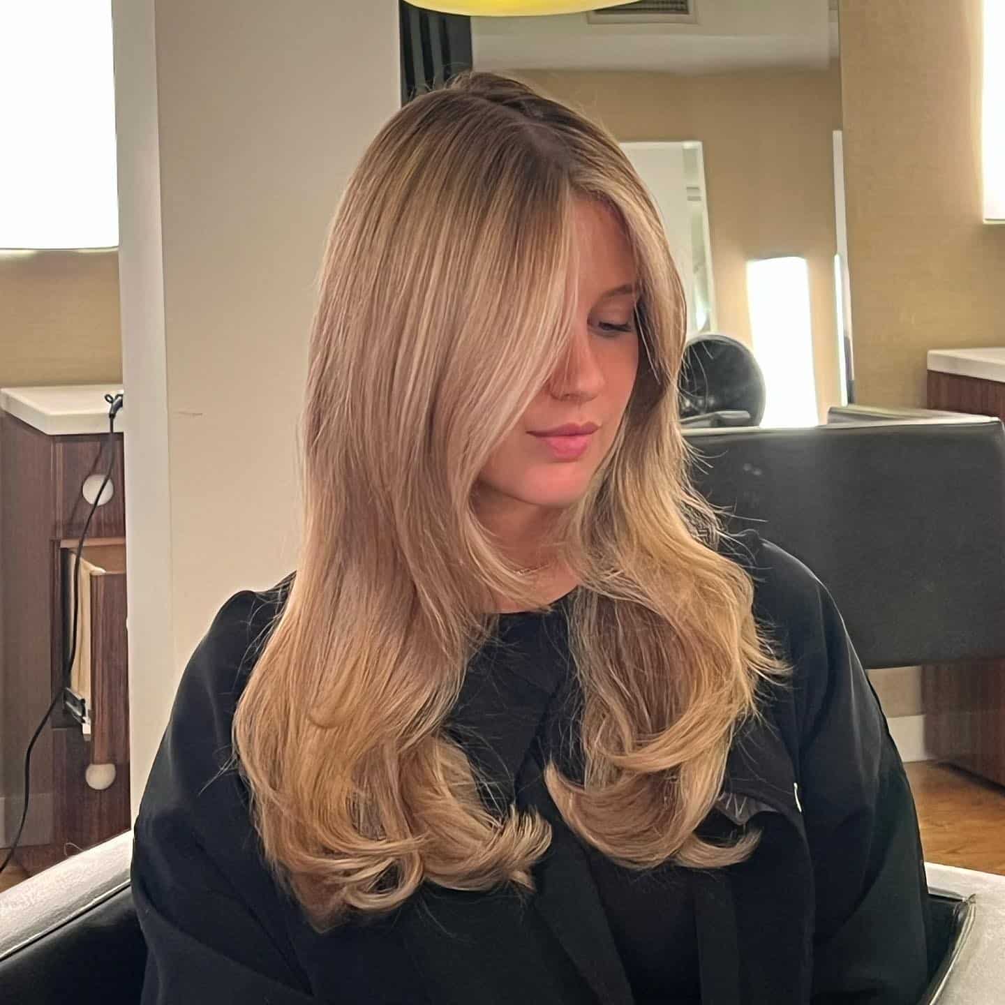 6. Honey Beige Dark Blonde Butterfly Layers - Dark Blonde Hair Color