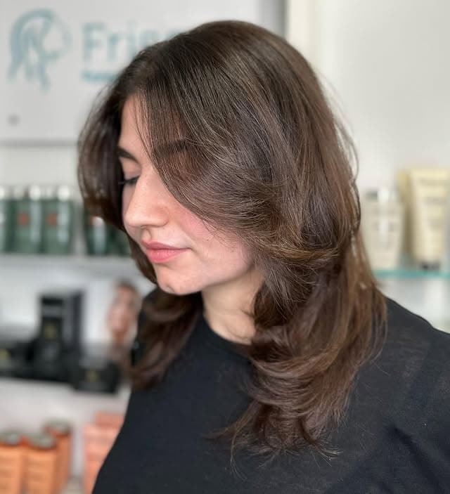 13. Chocolate Brown Butterfly Layers - Winter Hairstyles