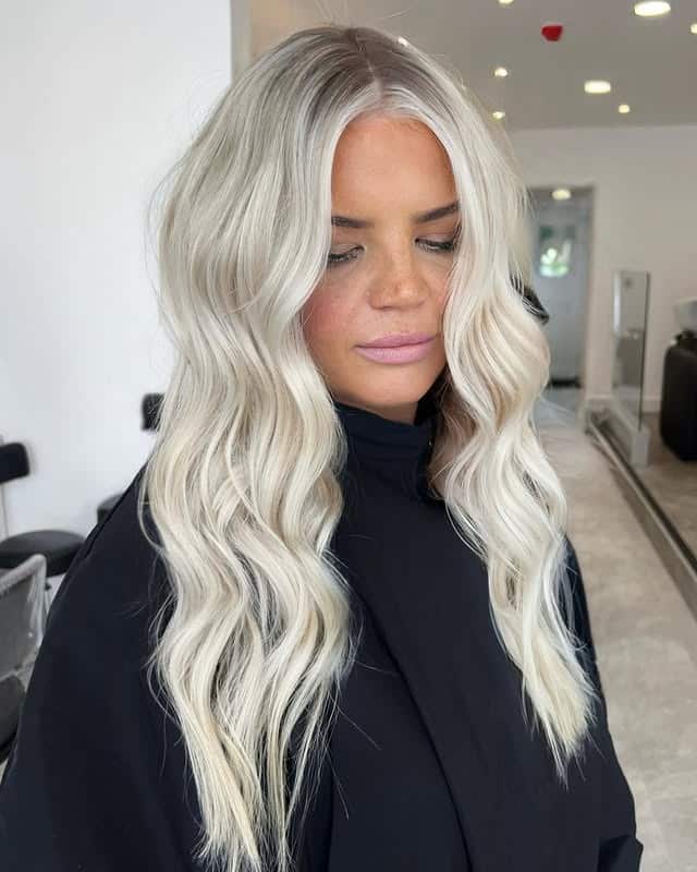 3. Creamy Platinum Blonde with Soft Glam Waves - Platinum Blonde Hair