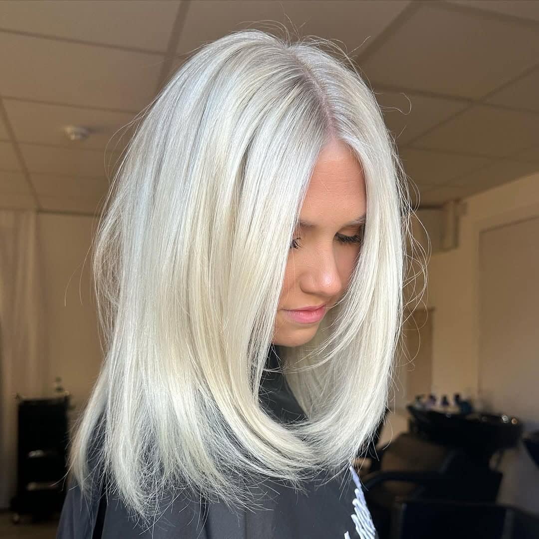 4. Silver Platinum Blonde Layered Lob - Platinum Blonde Hair