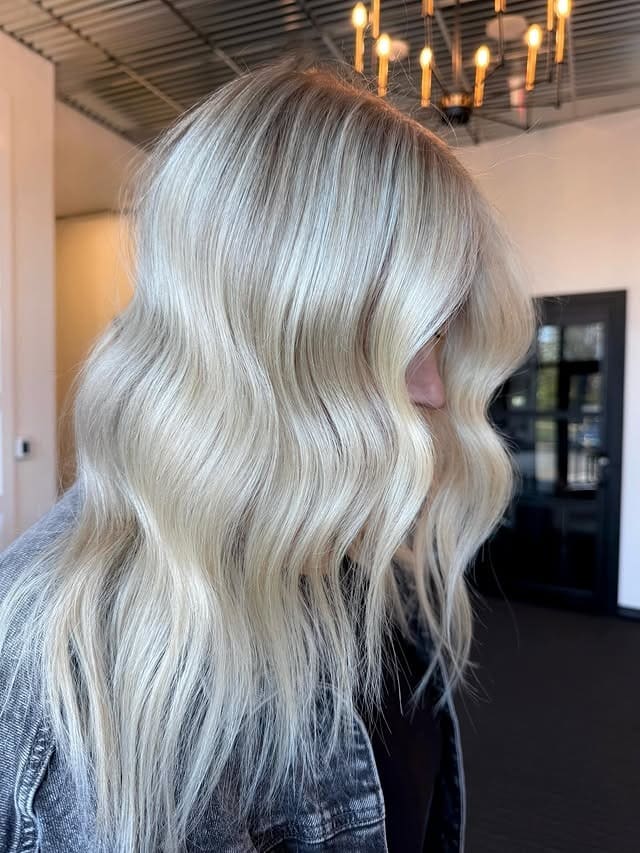7. Champagne Platinum Blonde with Loose Waves - Platinum Blonde Hair
