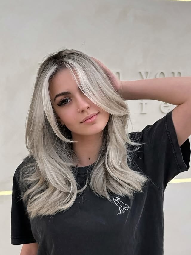 10. Rooted Platinum Blonde with Face-Framing Layers - Platinum Blonde Hair