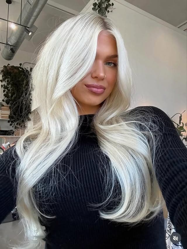 18. White Platinum Blonde with Butterfly Layers - Platinum Blonde Hair