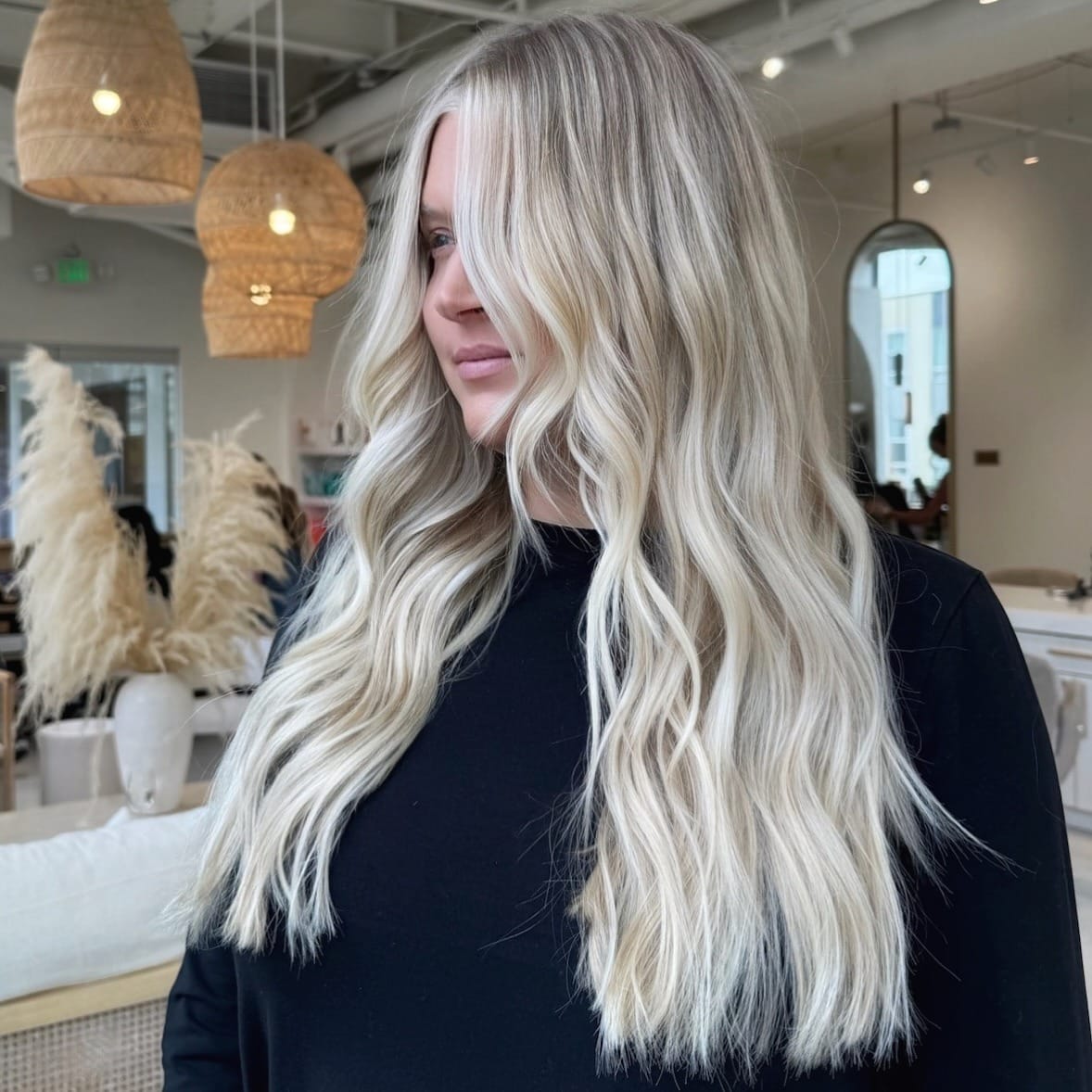 19. Dimensional Platinum Blonde with Loose Waves - Platinum Blonde Hair
