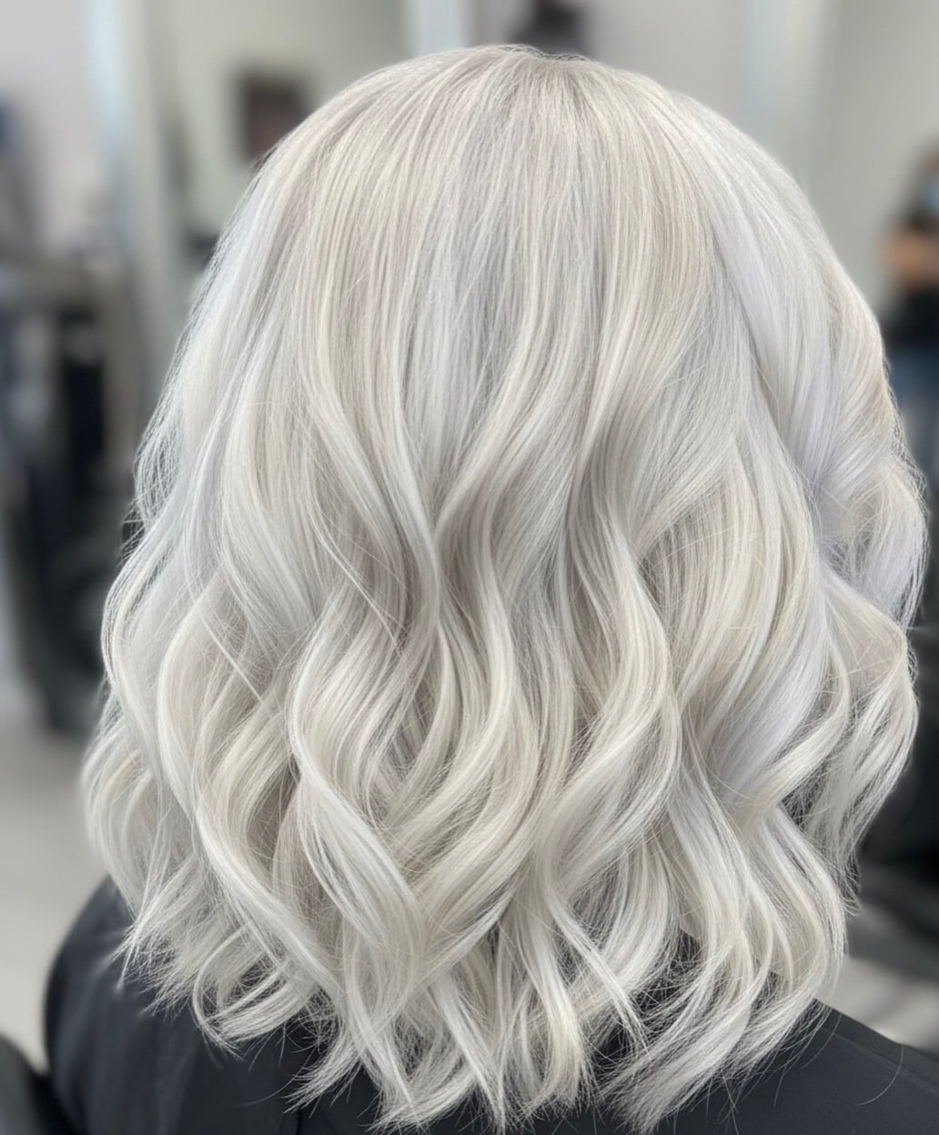 20. Pearl Platinum Blonde Wavy Lob - Platinum Blonde Hair