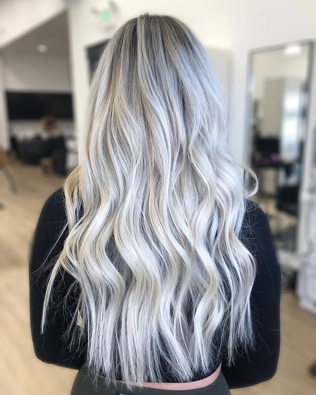 22. Icy Platinum Blonde with Long Loose Waves - Platinum Blonde Hair