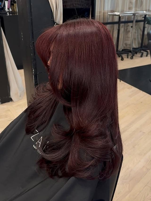 17. Rich Cherry Cola Hair with Bouncy Blowout Ends - Cherry Cola Hair Color