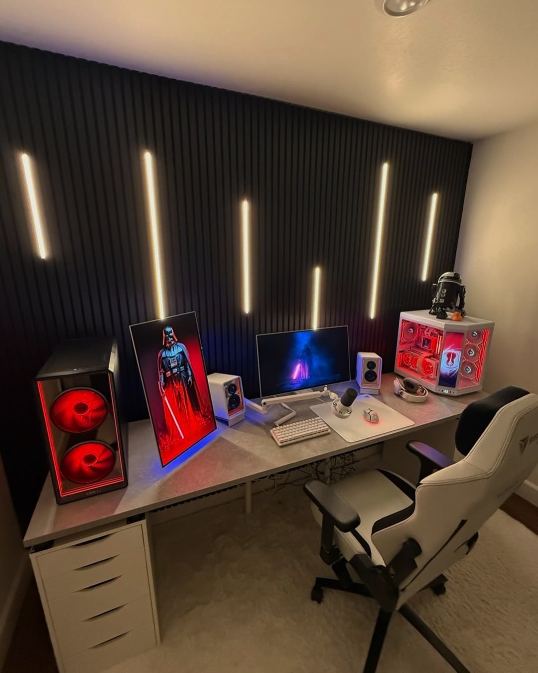 18. Black, White and Red Gaming Office Idea - gaming office ideas