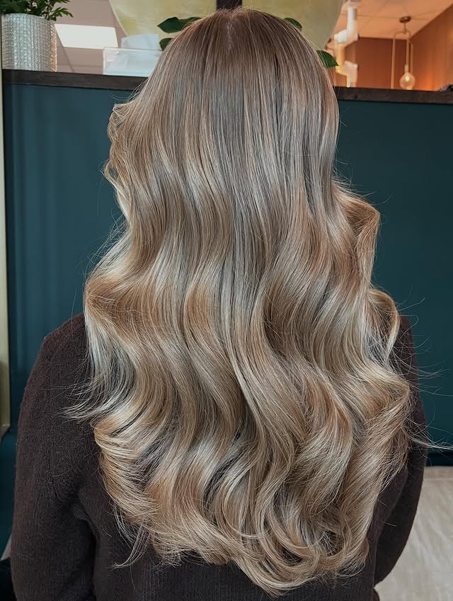 2. Cool Mushroom Blonde Hollywood Waves - Old Money Hair