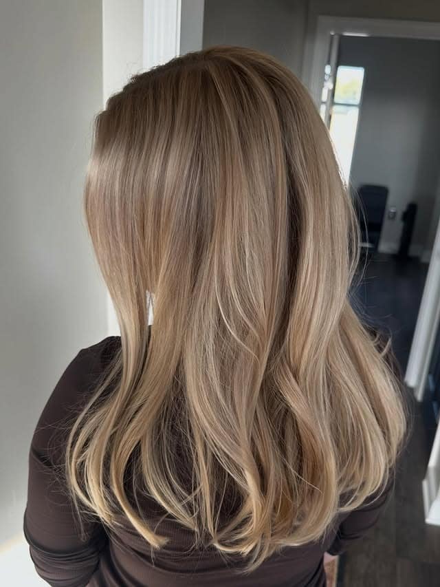 4. Beige Bronde Long Layers - Old Money Hair