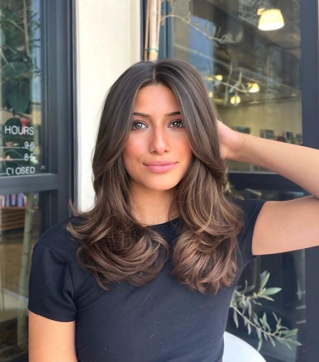 8. Espresso Bronde Butterfly Hair - Old Money Hair