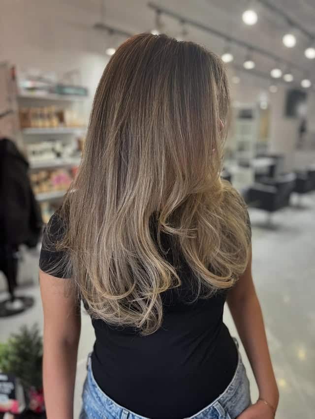 9. Smoky Beige Bronde with Long Layers - Old Money Hair
