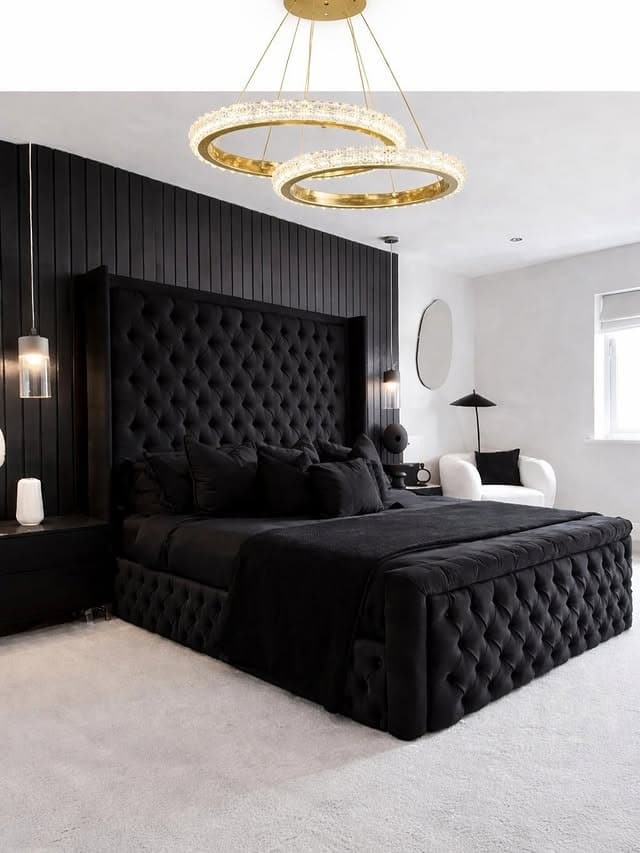3. Plush Black, White and Gold Bedroom Idea - black, white and gold bedroom ideas