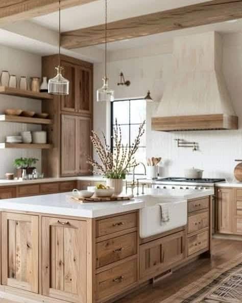 6. Natural Oak and Warm White Western Kitchen Idea - western kitchen ideas