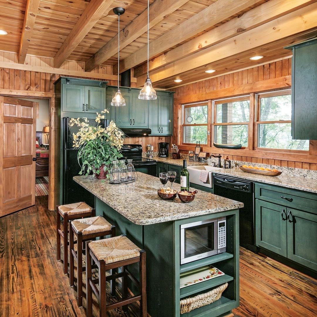 9. Pine Green and Honey Wood Western Kitchen Idea - western kitchen ideas