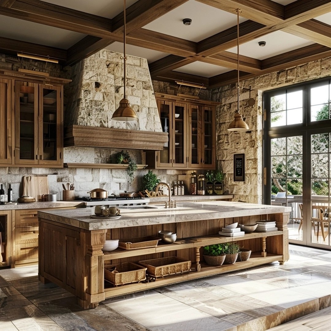 16. Natural Oak and Sandstone Western Kitchen Idea - western kitchen ideas