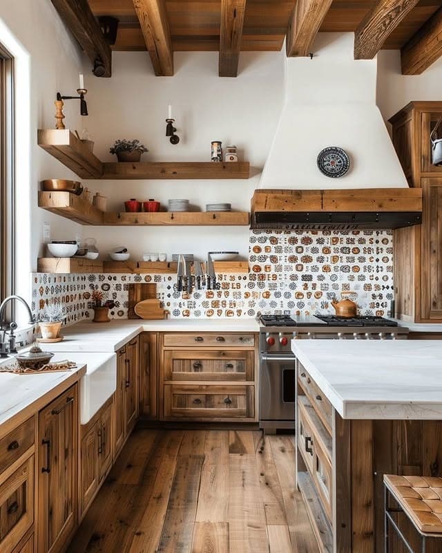 18. Warm Walnut and White Western Kitchen Idea - western kitchen ideas