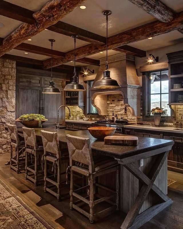 21. Weathered Brown and Stone Western Kitchen Idea - western kitchen ideas