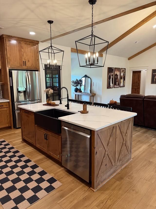 22. Warm Oak and Crisp White Western Kitchen Idea - western kitchen ideas