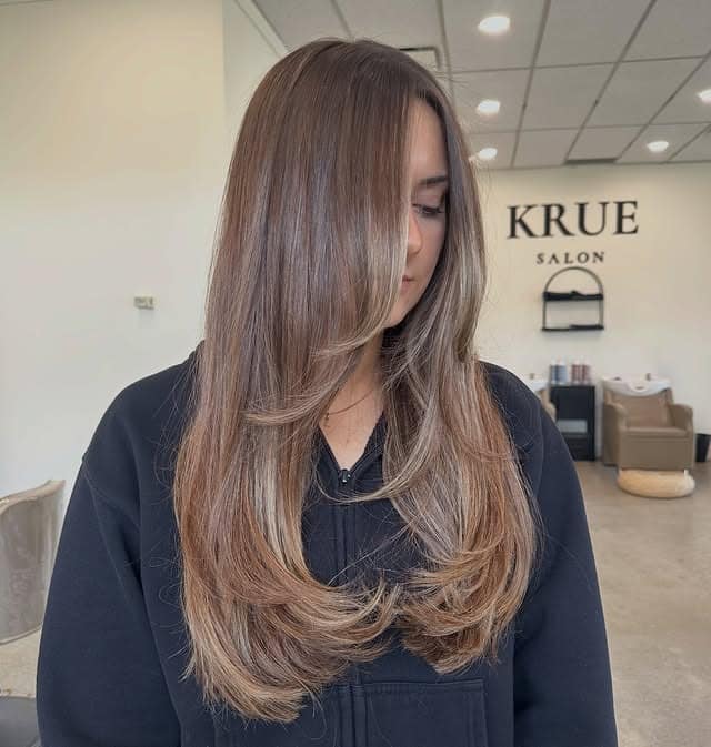 22. Light Ash Brown Long Layers with Blonde Face-Framing Highlights - Face-Framing Haircuts