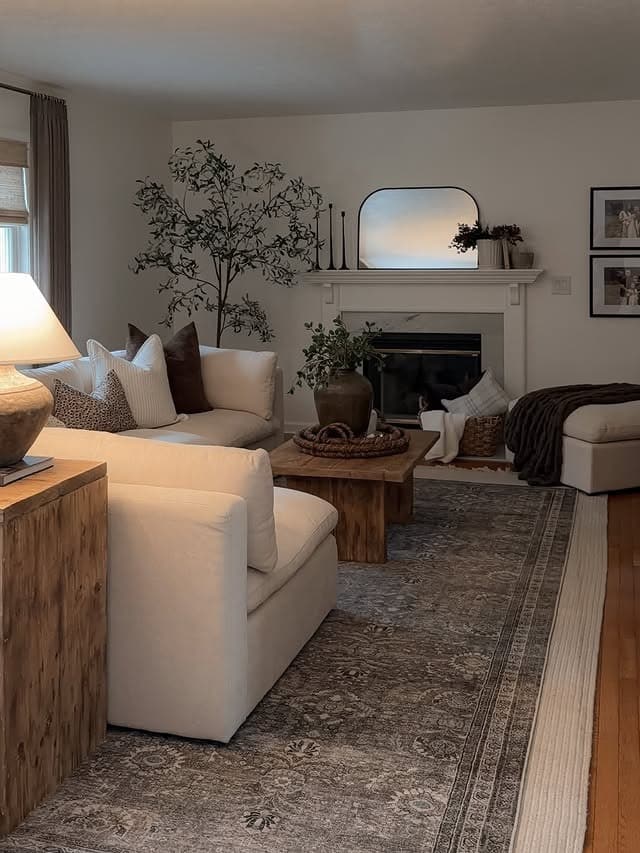 1. Warm Cream and Rustic Wood Comfy Living Room Idea - comfy living room ideas