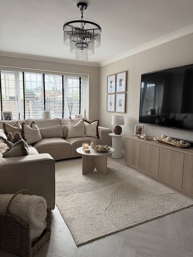 6. Chic Ivory and Light Oak Comfy Living Room Idea - comfy living room ideas