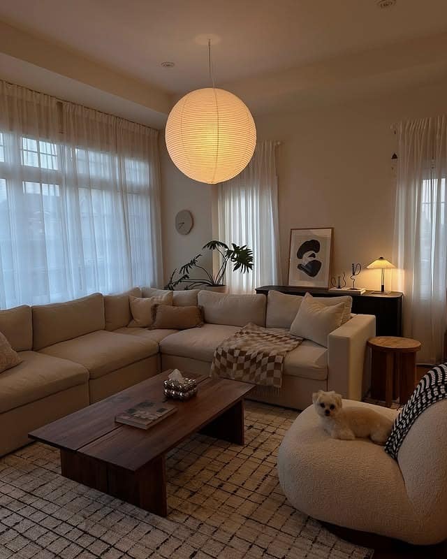 8. Warm Sand and Walnut Cozy Living Room Idea - comfy living room ideas