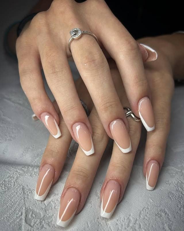 3. Classic Nude Pink French Tip Ballerina Nails - ballerina nail ideas