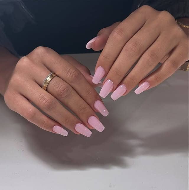 7. Baby Pink Glossy Ballerina Nails - ballerina nail ideas