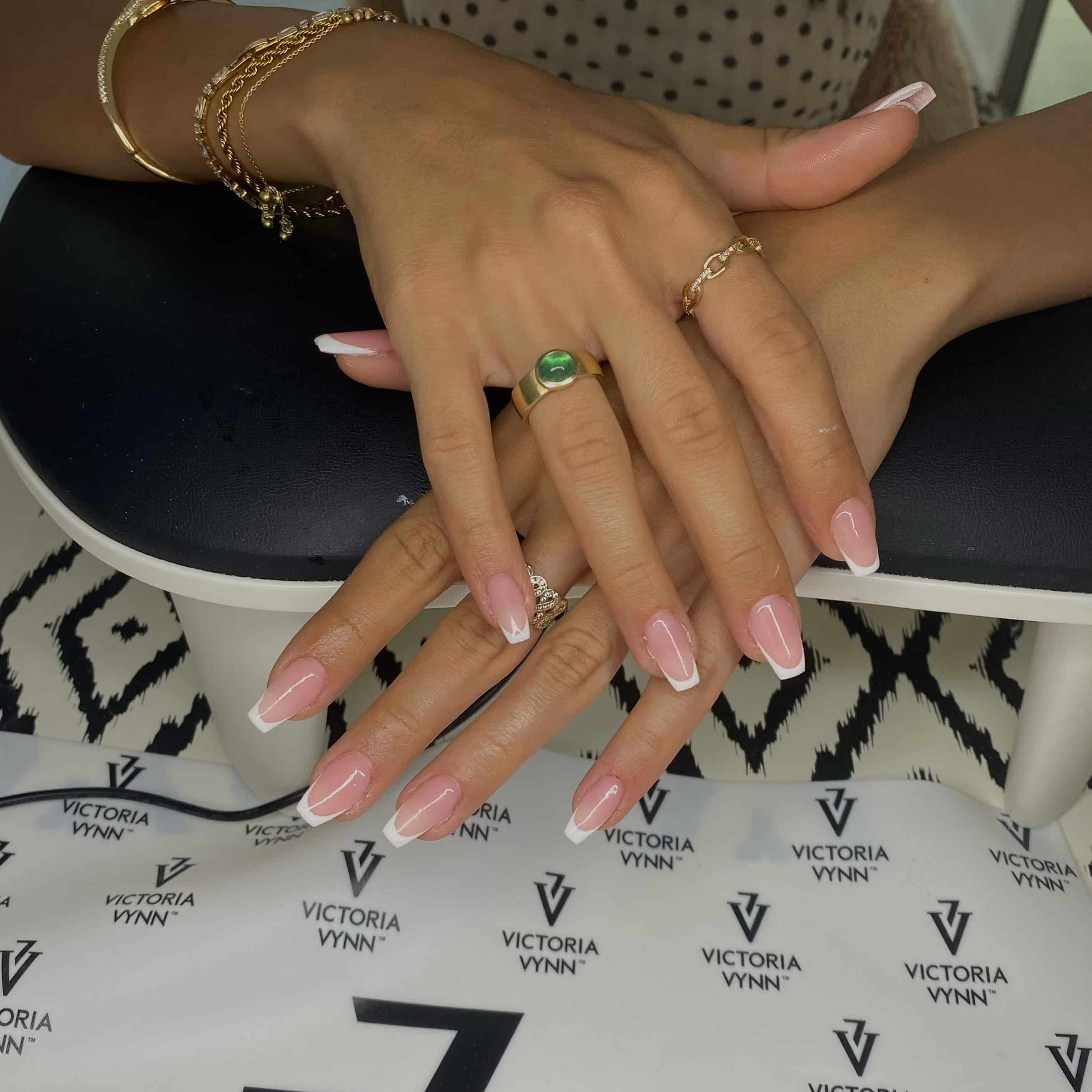 15. Classic Soft Pink French Tip Ballerina Nails - ballerina nail ideas