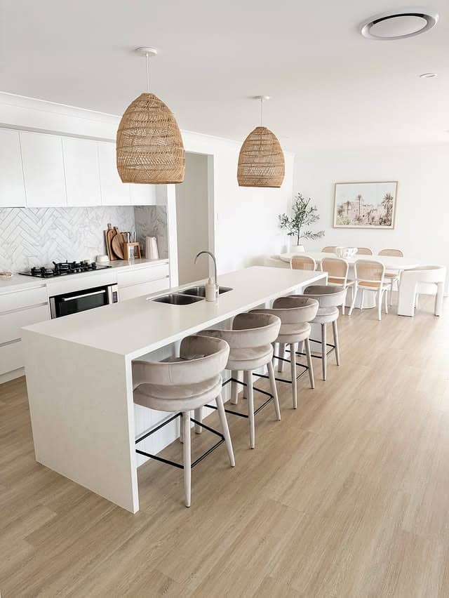 2. Bright White Kitchen with Natural Beige Accents - kitchen color ideas with white cabinets
