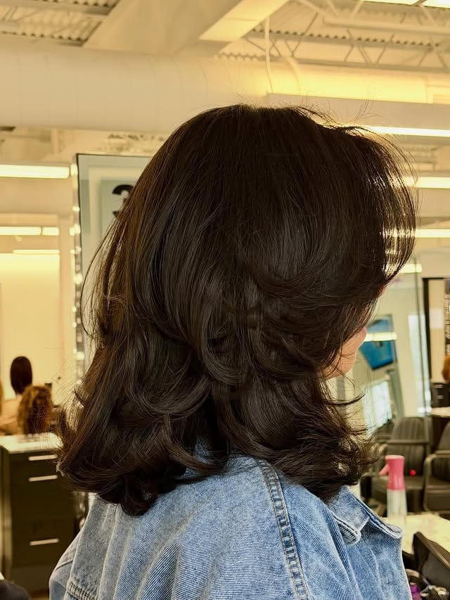 9. Dark Chocolate Brown Feathered Lob with Volume - Lob Hairstyles