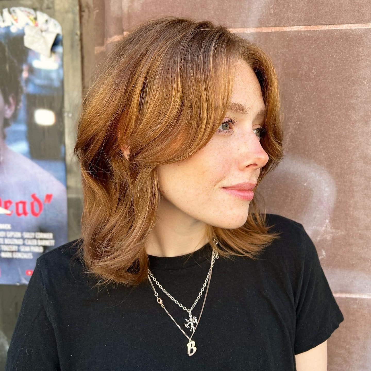 12. Warm Copper Brown Butterfly Lob with Curtain Bangs - Lob Hairstyles