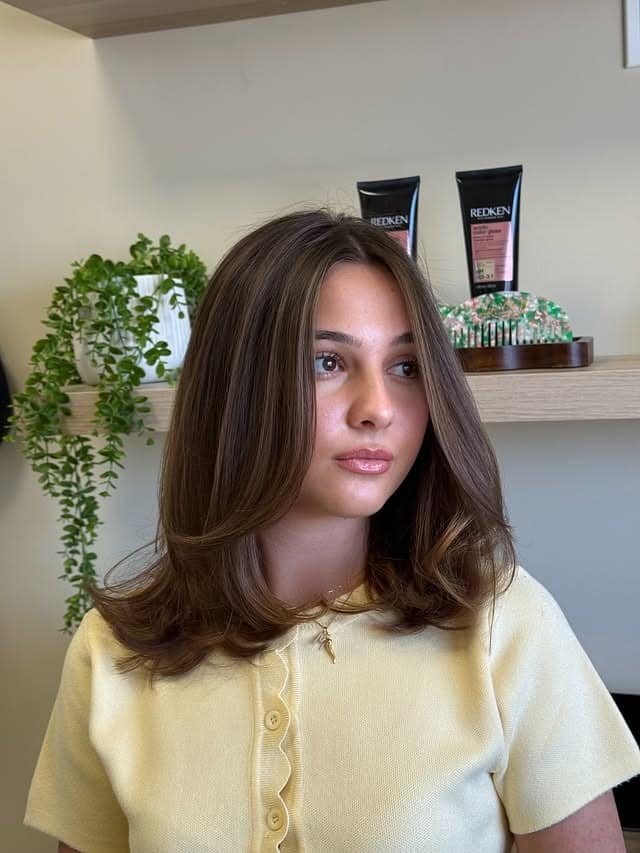21. Chocolate Brown Butterfly Lob with Feathered Layers - Lob Hairstyles