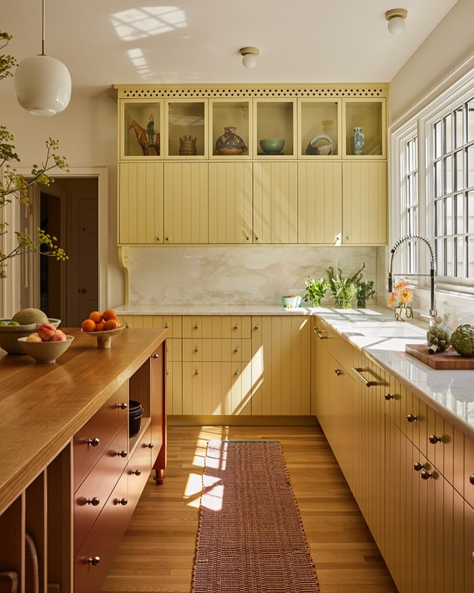 1. Soft Yellow Kitchen with Vintage Charm - bright kitchen ideas