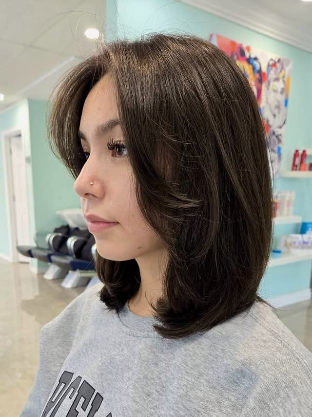 1. Chocolate Brown Short Layered Bob with Curtain Bangs - Short Layered Haircuts