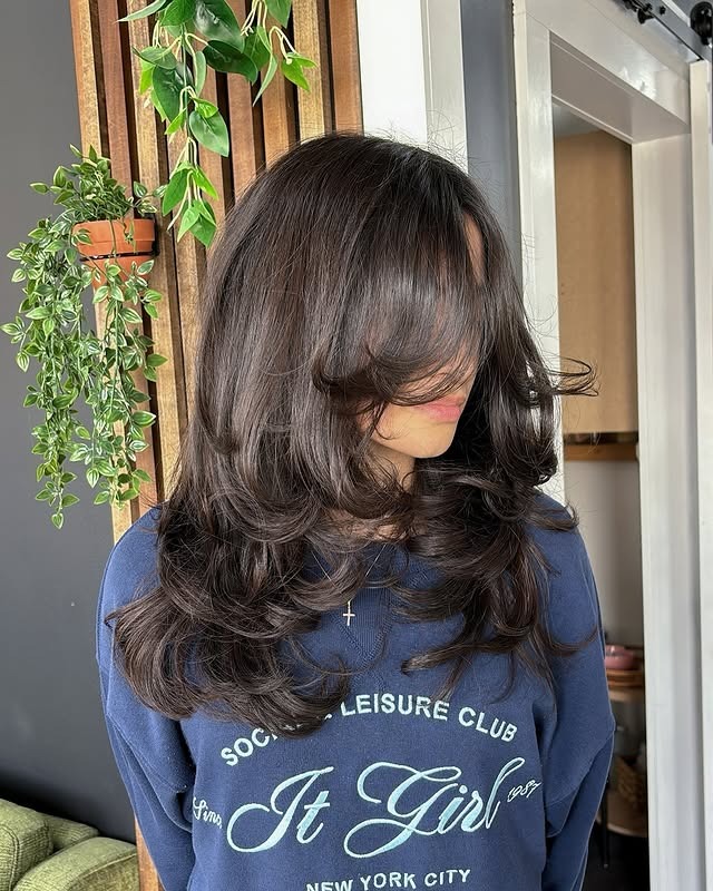 18. Espresso Brown Shaggy Butterfly Cut with Wispy Bangs - Short Layered Haircuts