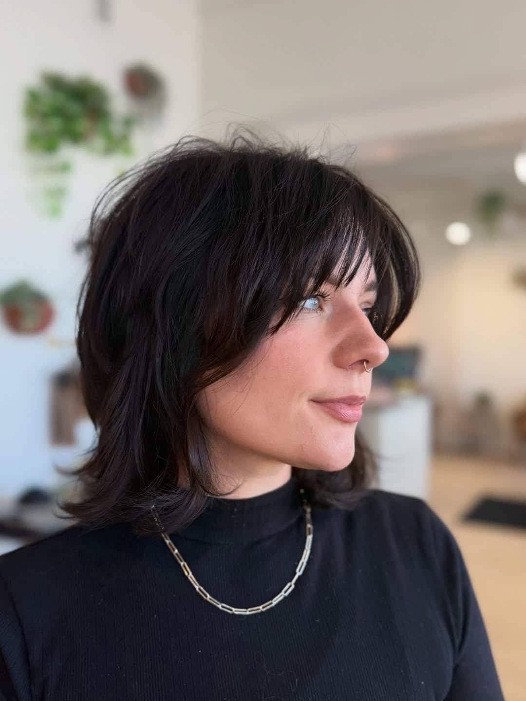 15. Soft Black Short Shag with Wispy Fringe - Shaggy Haircut