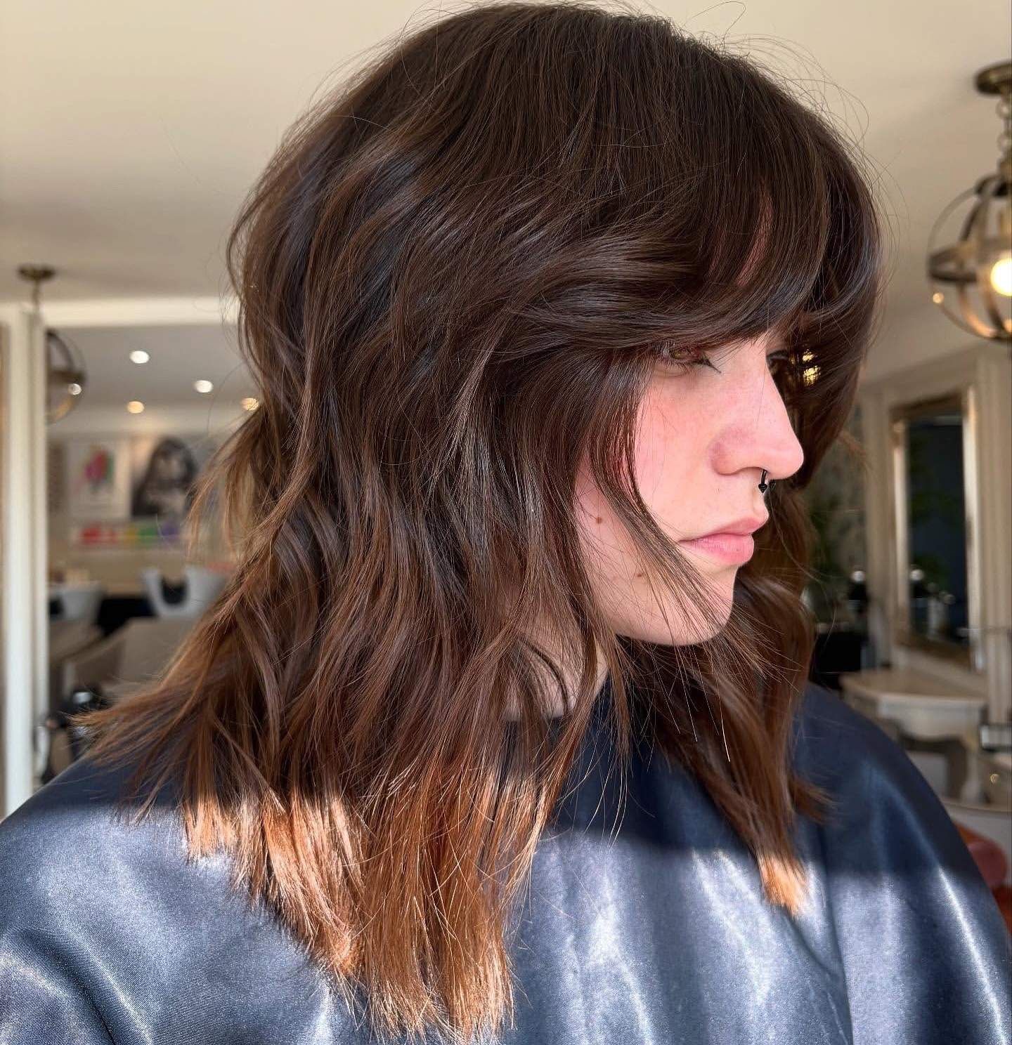20. Medium Chocolate Brown Shag with Voluminous Crown - Shaggy Haircut