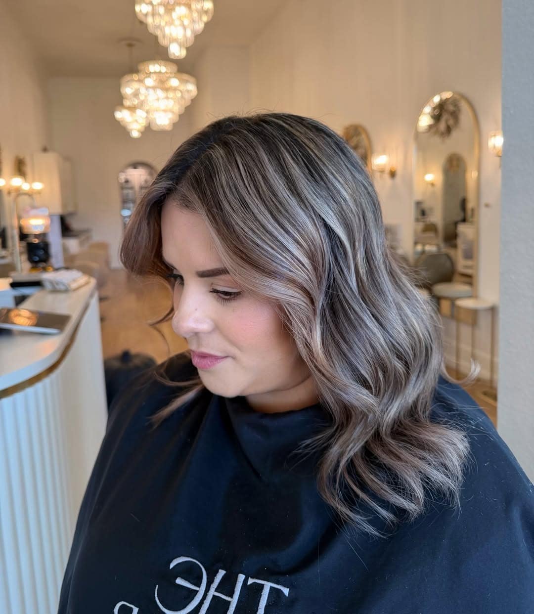 2. Smoky Ash Blonde Highlights on a Wavy Lob - Hair Color with Highlights