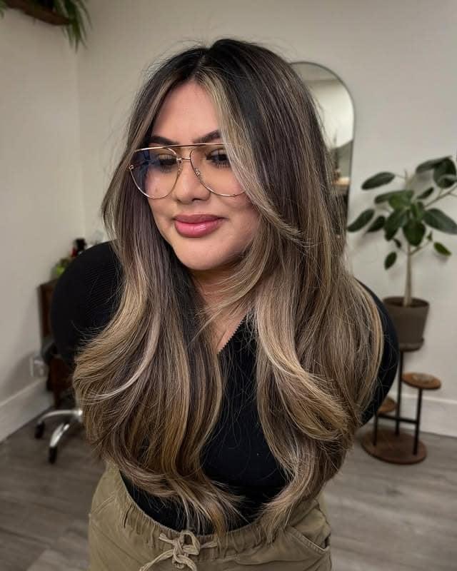 5. Ash Blonde Money Piece Highlights on Long Layered Hair - Hair Color with Highlights