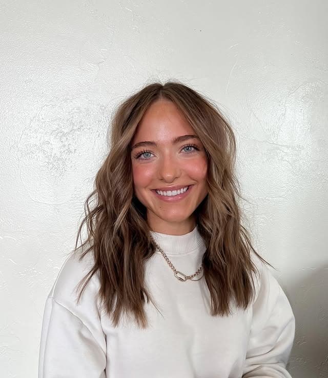 8. Mushroom Brown Collarbone-Length Hair with Soft Waves - Chic-Length Hairstyles