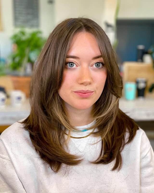 16. Light Chestnut Brown Medium-Length Cut with Curtain Bangs - Chic-Length Hairstyles