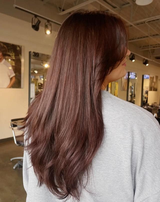 8. Muted Auburn Brown Hair with Long Sleek Layers - Dark Auburn Hair Color