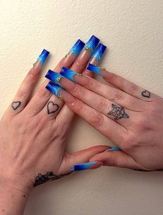 10. Royal Blue French Tip Long Square Nails - long square nail ideas