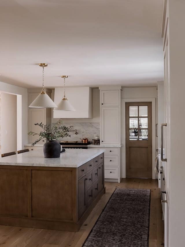6. Natural Taupe and Wood Kitchen with White Cabinets - natural kitchen ideas